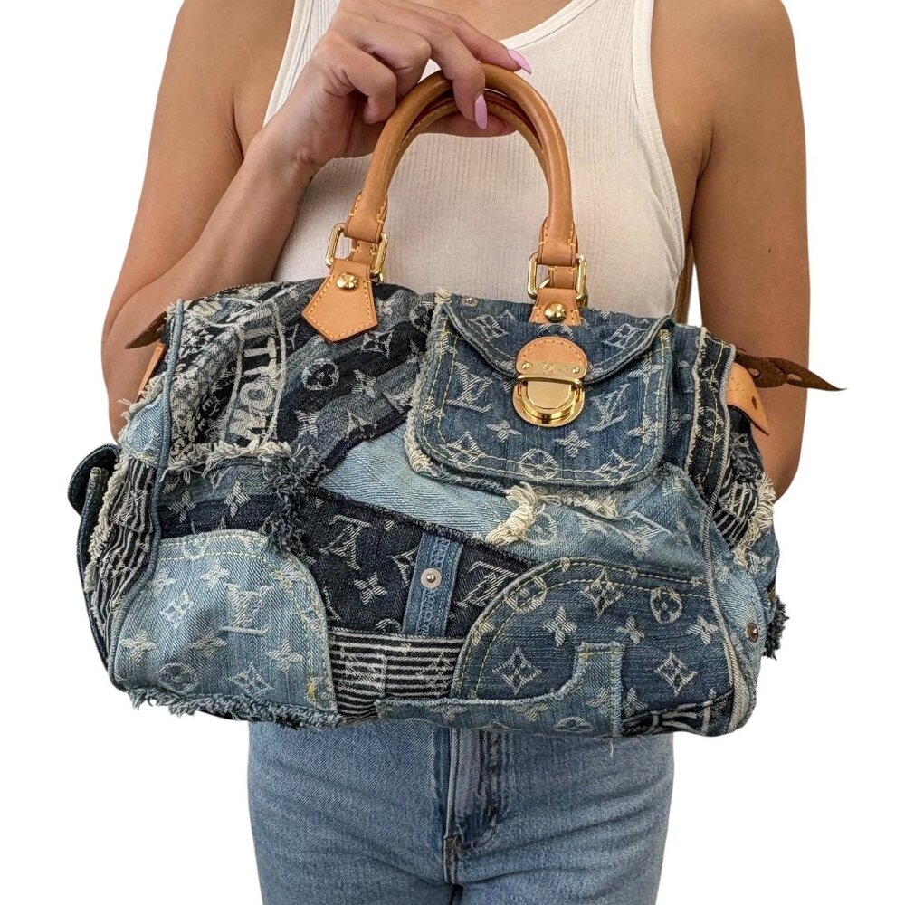 Louis Vuitton Vintage Monogram Patchwork Denim Sp… - image 1